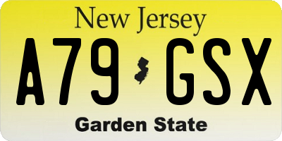 NJ license plate A79GSX