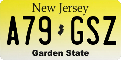 NJ license plate A79GSZ