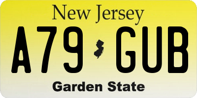 NJ license plate A79GUB