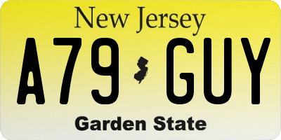 NJ license plate A79GUY
