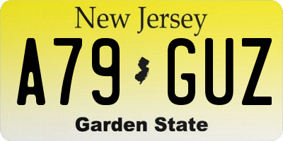 NJ license plate A79GUZ