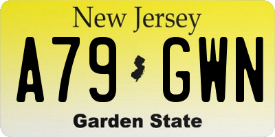NJ license plate A79GWN