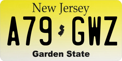 NJ license plate A79GWZ
