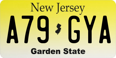 NJ license plate A79GYA