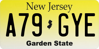 NJ license plate A79GYE