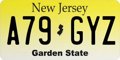 NJ license plate A79GYZ
