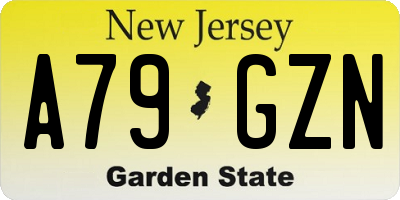 NJ license plate A79GZN