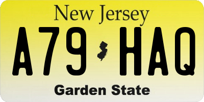 NJ license plate A79HAQ