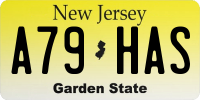NJ license plate A79HAS