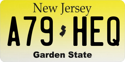 NJ license plate A79HEQ