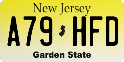 NJ license plate A79HFD