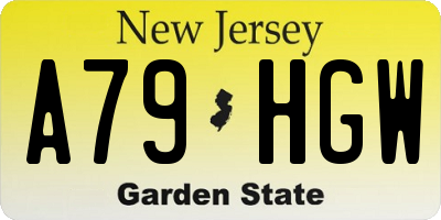 NJ license plate A79HGW