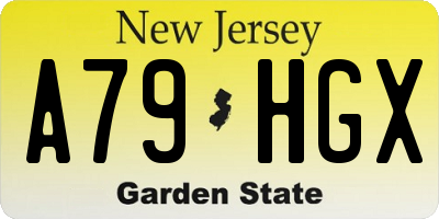 NJ license plate A79HGX