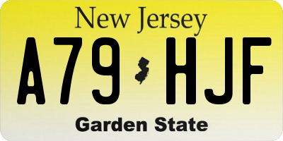 NJ license plate A79HJF