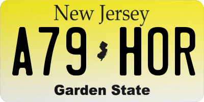NJ license plate A79HOR