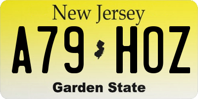 NJ license plate A79HOZ