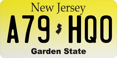 NJ license plate A79HQO