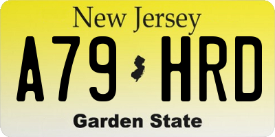 NJ license plate A79HRD