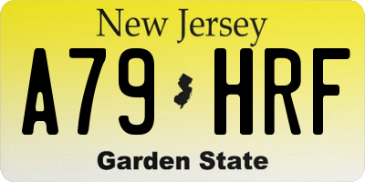 NJ license plate A79HRF
