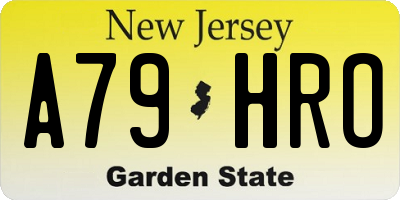 NJ license plate A79HRO