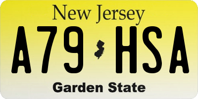 NJ license plate A79HSA