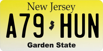 NJ license plate A79HUN
