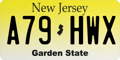 NJ license plate A79HWX