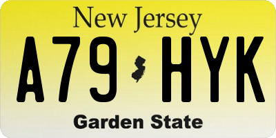 NJ license plate A79HYK
