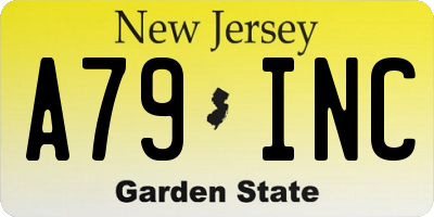 NJ license plate A79INC