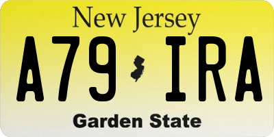 NJ license plate A79IRA