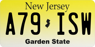 NJ license plate A79ISW