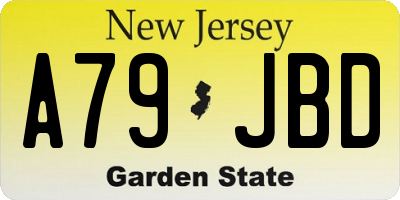 NJ license plate A79JBD