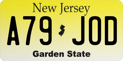 NJ license plate A79JOD