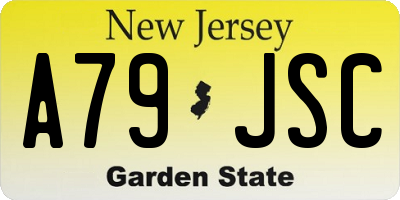 NJ license plate A79JSC