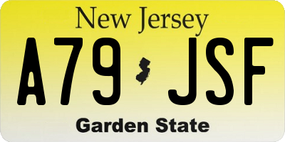 NJ license plate A79JSF
