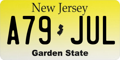 NJ license plate A79JUL
