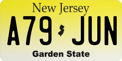 NJ license plate A79JUN
