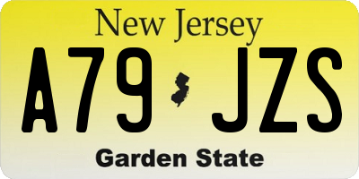 NJ license plate A79JZS