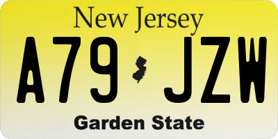 NJ license plate A79JZW