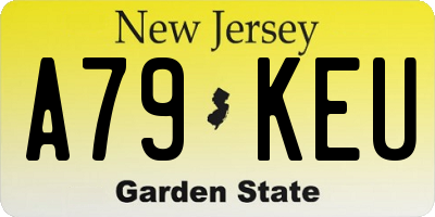 NJ license plate A79KEU
