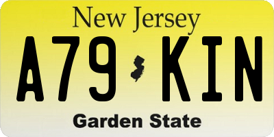 NJ license plate A79KIN