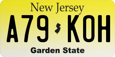 NJ license plate A79KOH