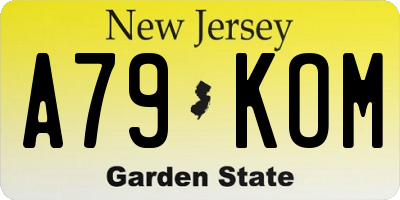 NJ license plate A79KOM