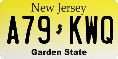 NJ license plate A79KWQ
