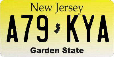 NJ license plate A79KYA