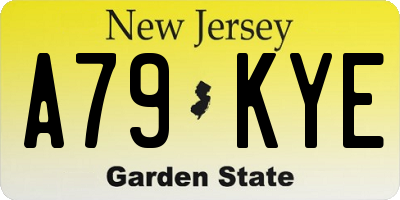 NJ license plate A79KYE