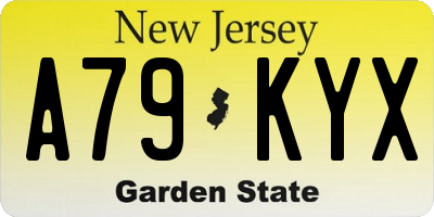 NJ license plate A79KYX