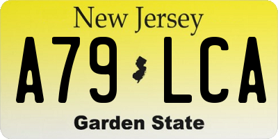 NJ license plate A79LCA