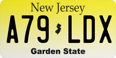 NJ license plate A79LDX
