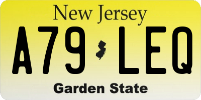 NJ license plate A79LEQ